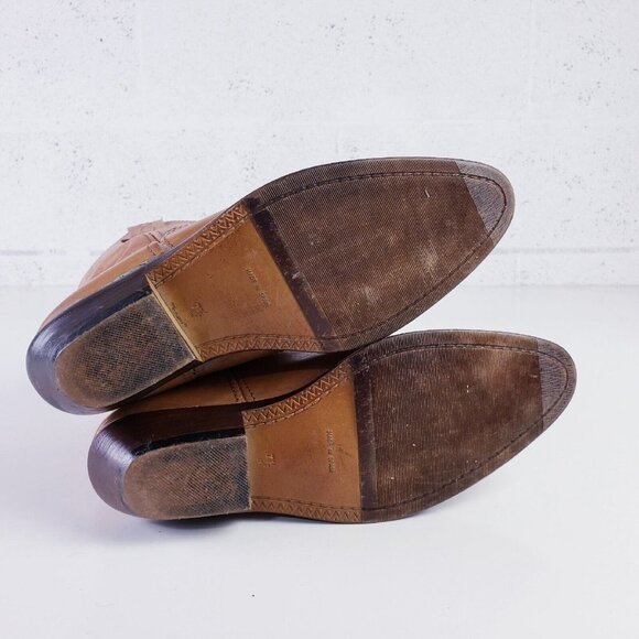 VTG Sandra Miller Womens 7.5 Leather Western Boots Tan Mid-Calf Embroide… - Picture 8 of 10